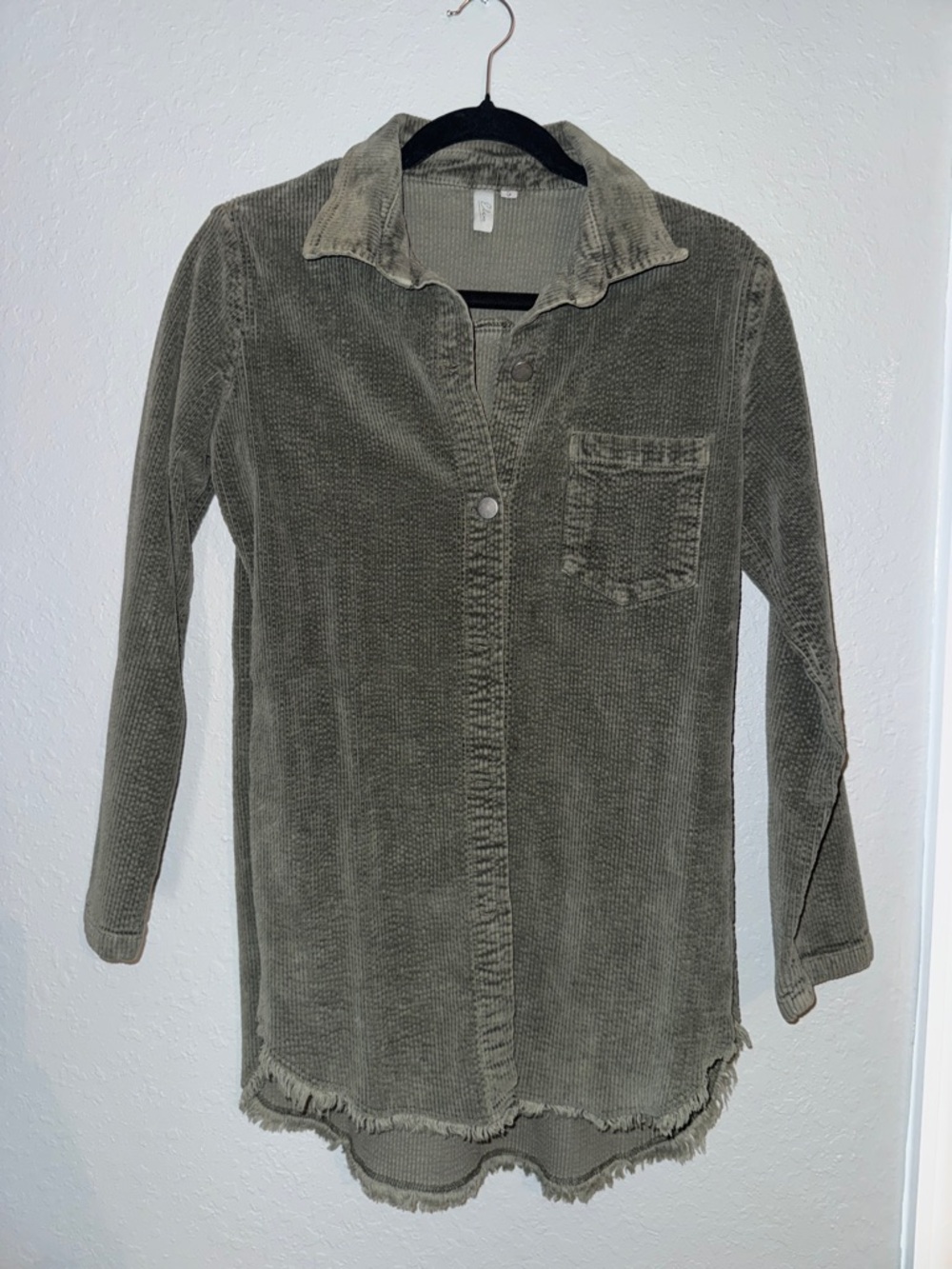 Elan Olive Green Corduroy Button-Down Shirt